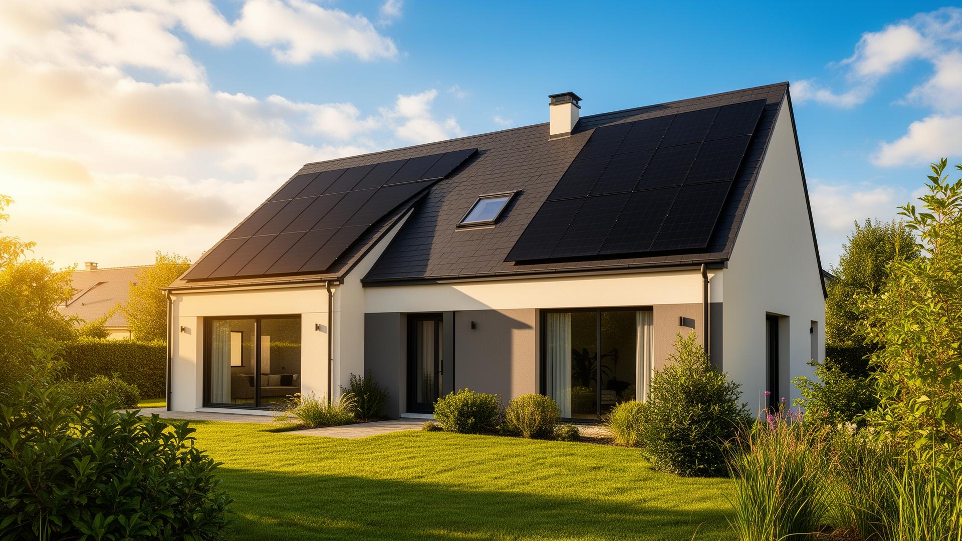 Maison équipée de panneaux solaires